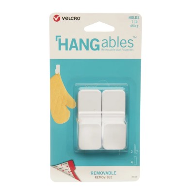 Velcro Adhesive Hook White 25mm Width 450g Weight Capacity Removable Wall Fasteners VEL-30106-WEU