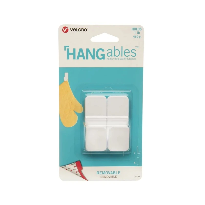 Velcro Adhesive Hook White 25mm Width 450g Weight Capacity Removable Wall Fasteners VEL-30106-WEU
