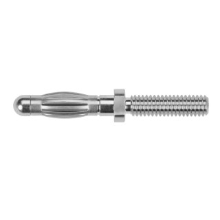 Schutzinger Silver Male Banana Plug Connector 4 mm, M4 Thread Termination, 33 V AC, 70 V DC, 32 A, Nickel Plating FK 1211 Ni