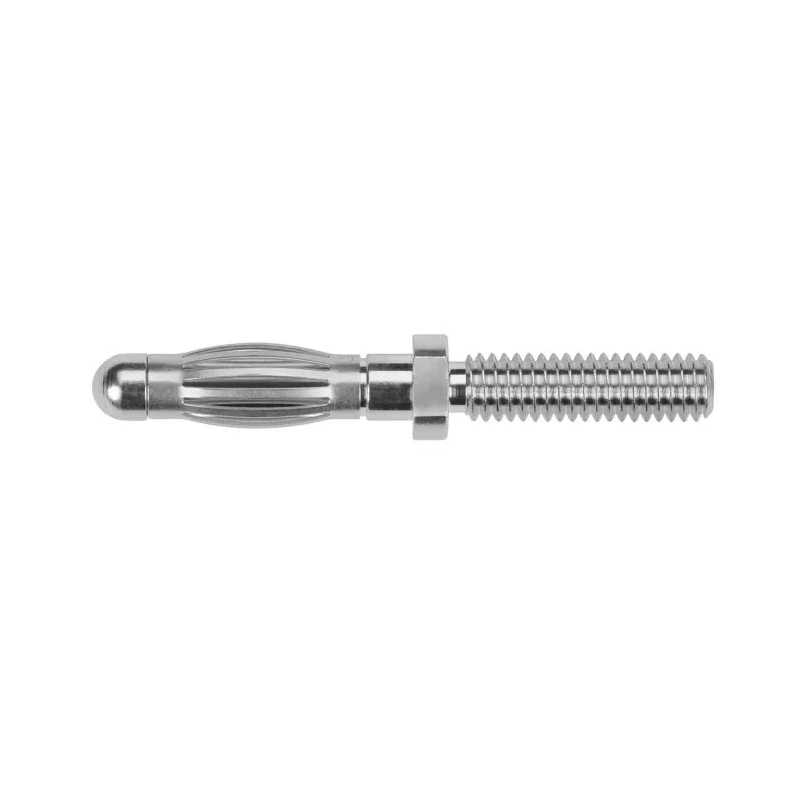 Schutzinger Silver Male Banana Plug Connector 4 mm, M4 Thread Termination, 33 V AC, 70 V DC, 32 A, Nickel Plating FK 1211 Ni
