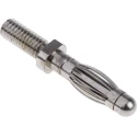 Schutzinger Silver Male Banana Plug 4 mm Connector M4 Thread Termination 33 V ac 70 V dc 32 A Nickel Plating FK 1210 Ni