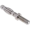 Schutzinger Silver Male Banana Plug 4 mm Connector M4 Thread Termination 33 V ac 70 V dc 32 A Nickel Plating FK 1210 Ni