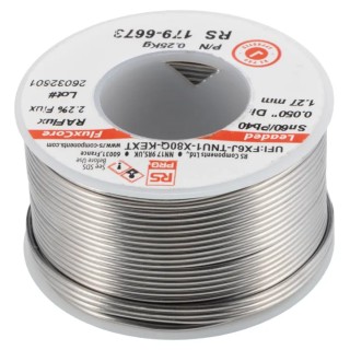 RS PRO 1.2 mm Lead Solder Wire 40% Lead 60% Tin 183 °C Melting Point 250g 179-6673
