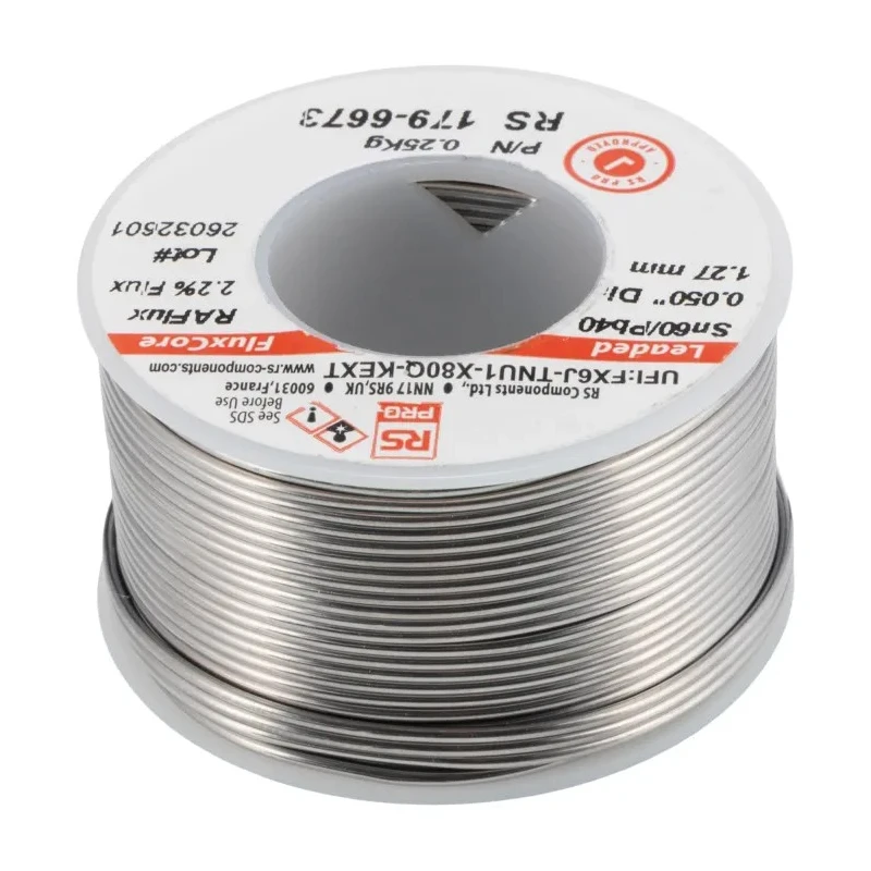 RS PRO 1.2 mm Lead Solder Wire 40% Lead 60% Tin 183 °C Melting Point 250g 179-6673