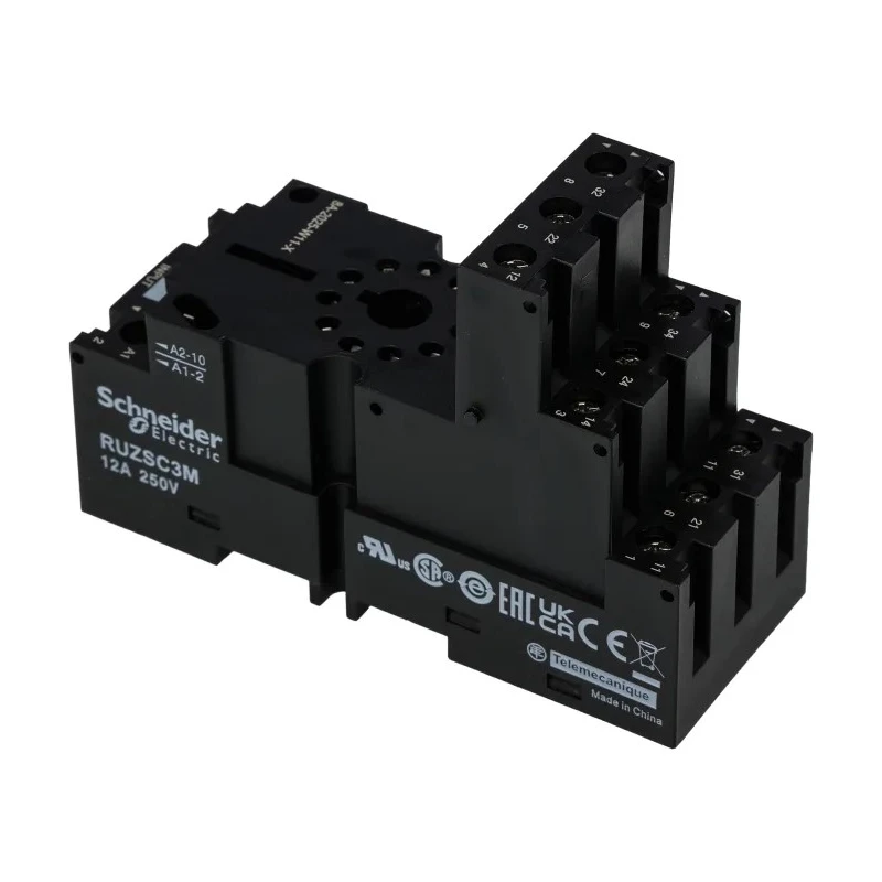 Schneider Electric Relay Socket 11 Way 250V 12A Screw Terminal DIN Rail Mount RUZSC3M