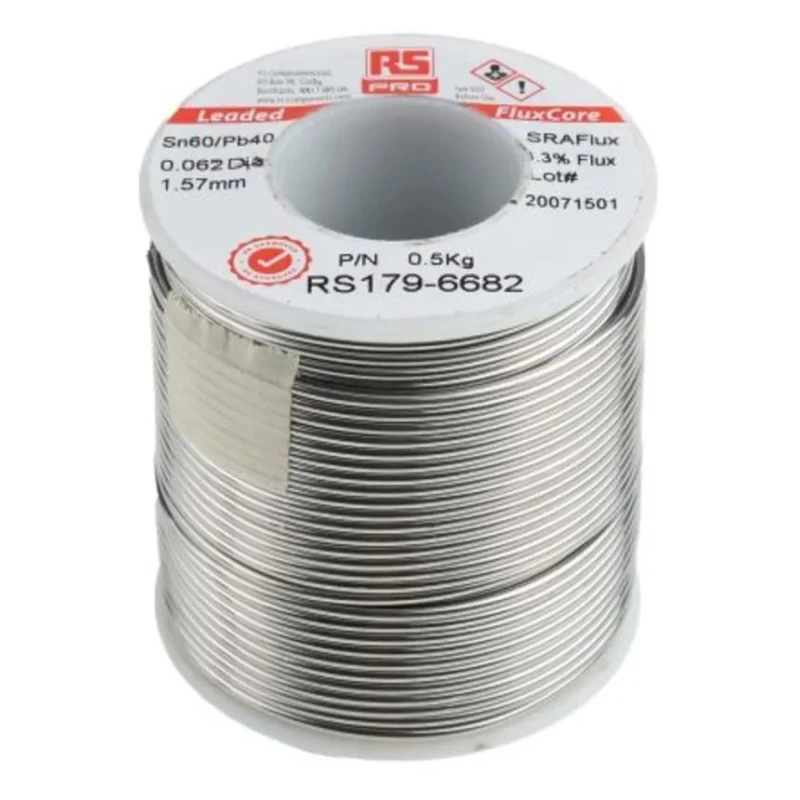 RS PRO Lead Solder Wire 1.57 mm Diameter 40% Lead, 60% Tin, Rosin Flux 183°C Melting Point 500g 179-6682