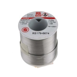 RS PRO 1.2 mm Lead Solder Wire, Rosin Flux, 183 °C Melting Point 179-6674