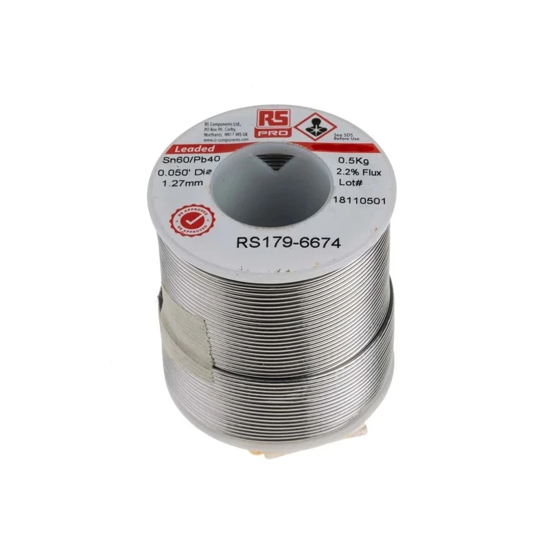 RS PRO 1.2 mm Lead Solder Wire, Rosin Flux, 183 °C Melting Point 179-6674