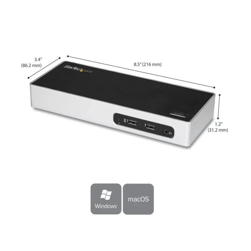 StarTech.com USB 3.0 Docking Station USB Type C Ports, Dual Display 2048 x 1152 Pixel Resolution, DVI, HDMI, 6 USB DK30ADD