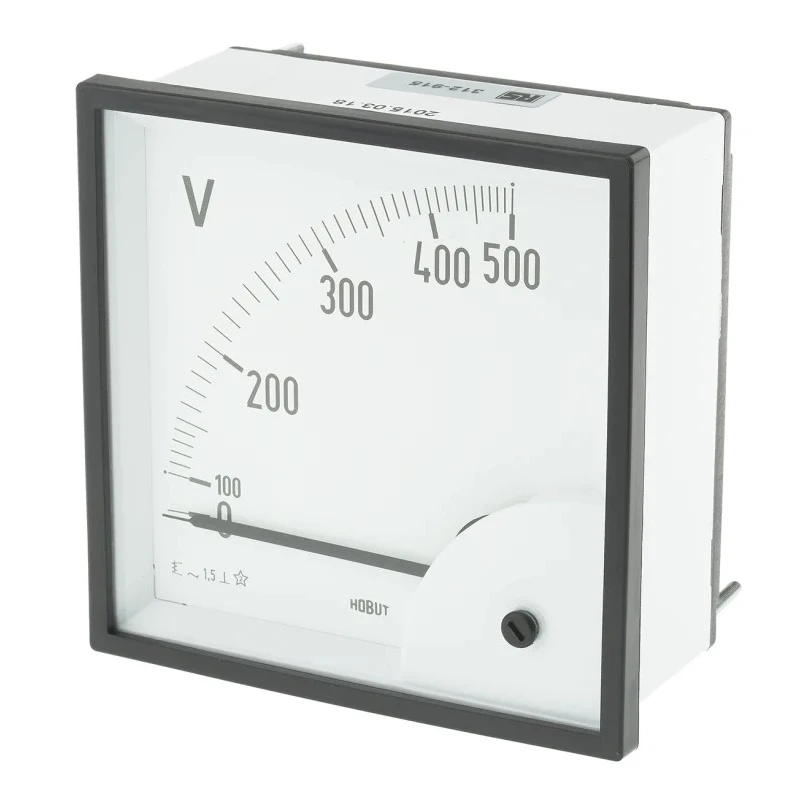 HOBUT Analogue Voltmeter AC 92 mm Cutout Height x 92 mm Cutout Width D96SD500V/2-001