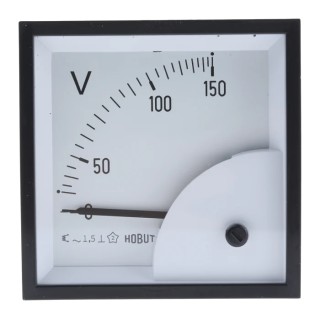 HOBUT D72 Series Analogue Voltmeter AC 68 mm Cutout, Operating Temp up to 40°C D72MIS150V/2-002