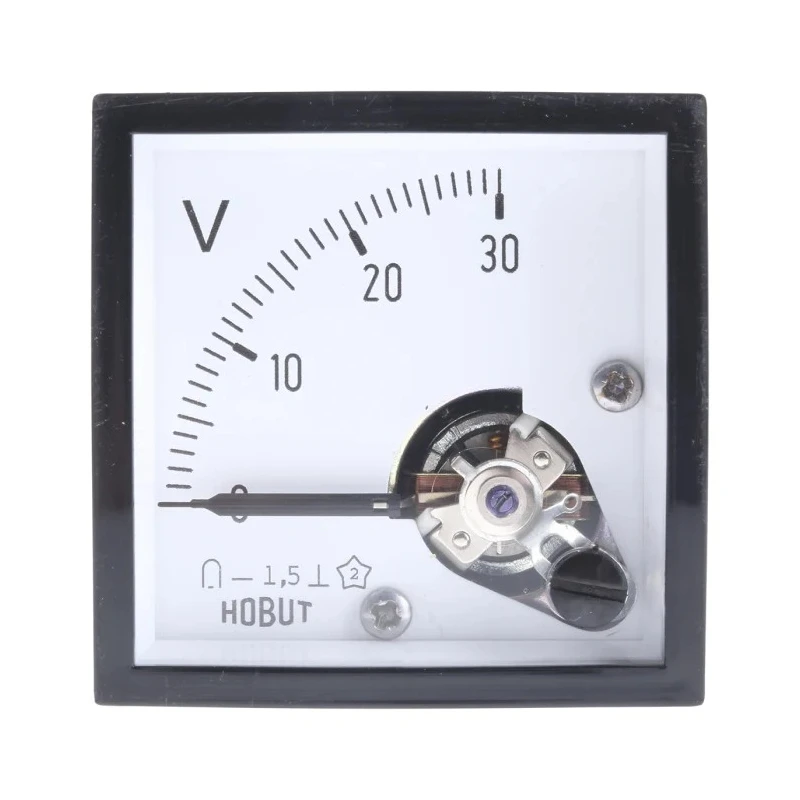 HOBUT D48 Series Analogue DC Voltmeter, 45 mm Cutout Height and Width, IEC Standard D481MCS30V/2-001
