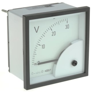 HOBUT D72 Series Analogue Voltmeter DC, 68 mm Cutout, 40°C Max Operating Temperature D721MCS30V/2-001