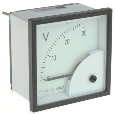 HOBUT D72 Series Analogue Voltmeter DC, 68 mm Cutout, 40°C Max Operating Temperature D721MCS30V/2-001