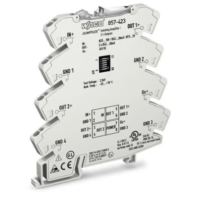 WAGO Jumpflex Series Signal Conditioner, Current/Voltage Input, Current Output, 24V DC Supply, IECEx/ATEX 857-423
