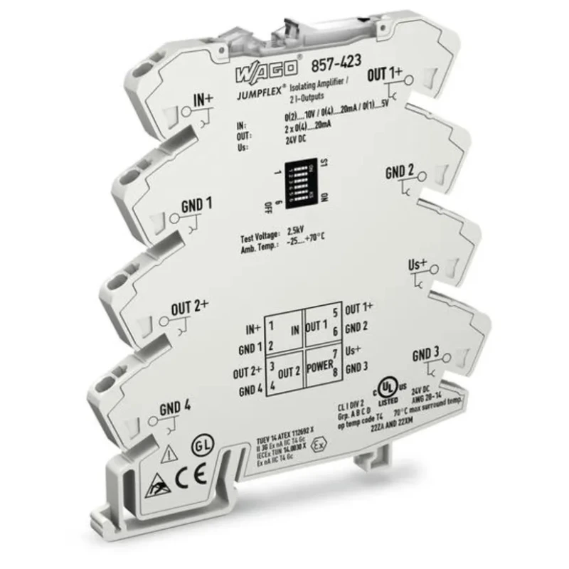 WAGO Jumpflex Series Signal Conditioner, Current/Voltage Input, Current Output, 24V DC Supply, IECEx/ATEX 857-423