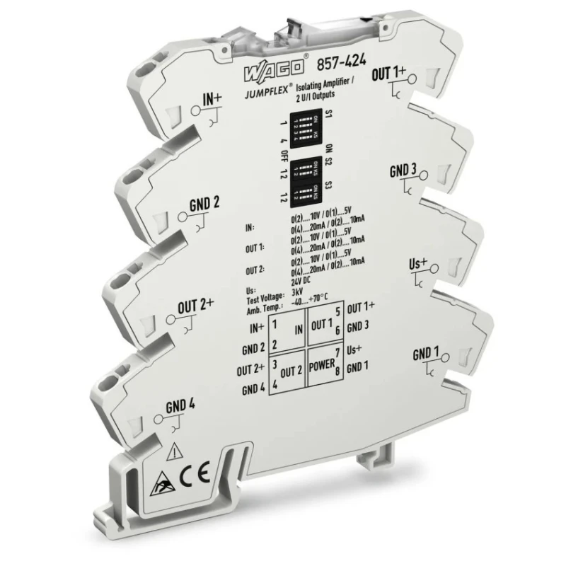 WAGO 857 Series Signal Conditioner Current/Voltage Input Current/Voltage Output 24V DC Supply 857-424