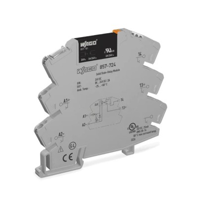 WAGO 857 Series Solid State Relay, 3 A Load Current, DIN Rail Mount, 24 V DC Load, 31.2 V DC Control 857-724