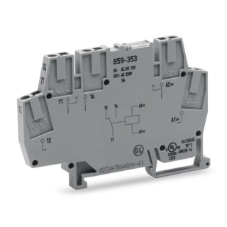 WAGO Electromechanical Interface Relay DIN Rail Mount 24V AC/DC Coil SPDT 8mA 859-354