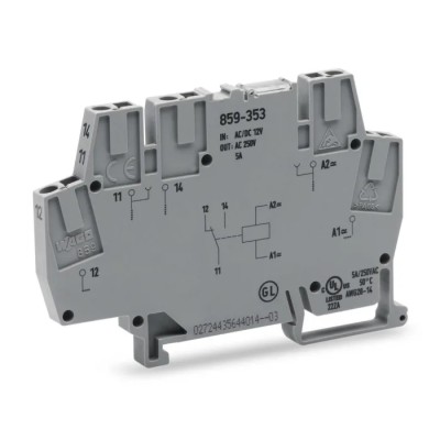 WAGO Electromechanical Interface Relay DIN Rail Mount 24V AC/DC Coil SPDT 8mA 859-354