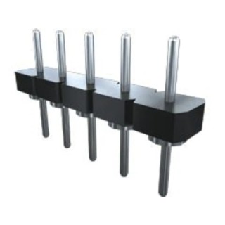 Samtec BBL Series Straight Through Hole Pin Header, 5 Contacts, 2.54 mm Pitch, 1 Row, Unshrouded BBL-105-G-E