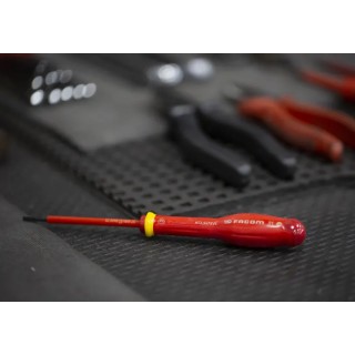 Facom Insulated Screwdriver with 75 mm Blade, VDE/1000V Approved, 178mm Overall Length AT2.5X75VE