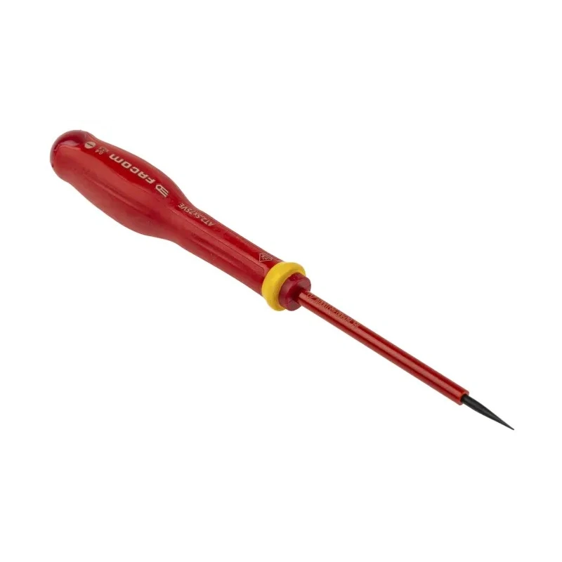 Facom Insulated Screwdriver with 75 mm Blade, VDE/1000V Approved, 178mm Overall Length AT2.5X75VE