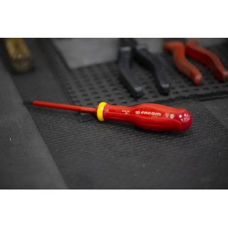 Facom Insulated Screwdriver 100 mm Blade, VDE/1000V Approved, 210mm Overall AT4X100VE