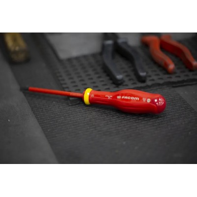 Facom Insulated Screwdriver 100 mm Blade, VDE/1000V Approved, 210mm Overall AT4X100VE