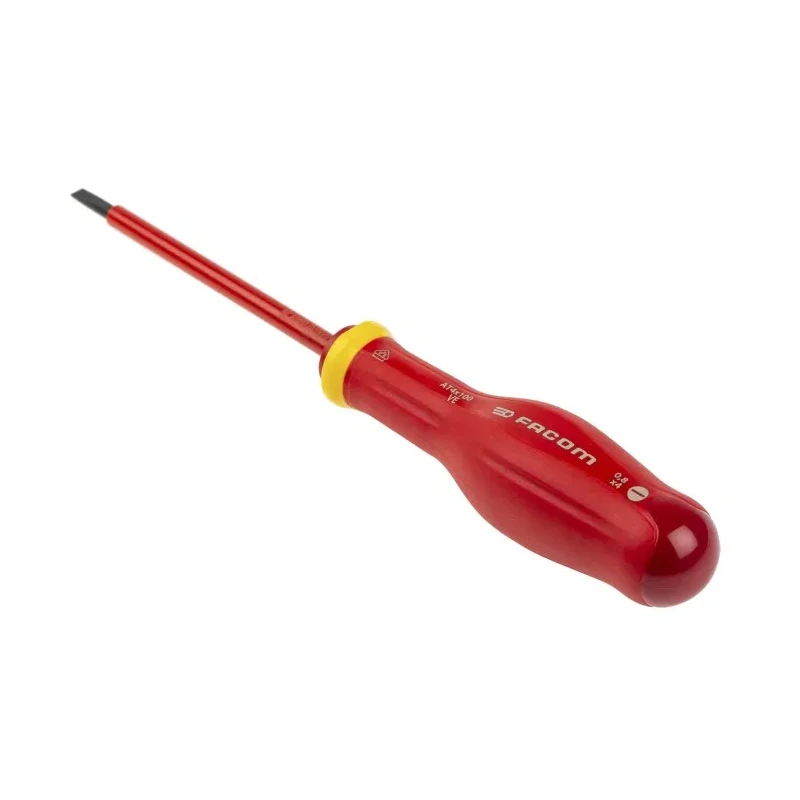 Facom Insulated Screwdriver 100 mm Blade, VDE/1000V Approved, 210mm Overall AT4X100VE