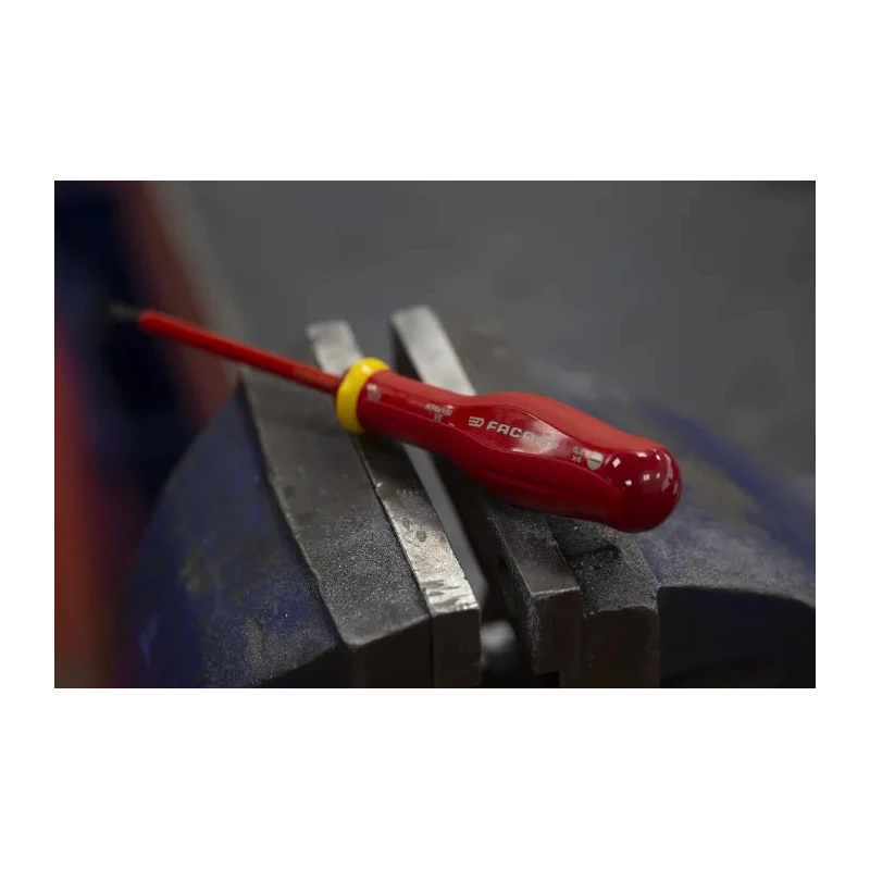 Facom Insulated Screwdriver 100 mm Blade, VDE/1000V Approved, 210mm Overall AT4X100VE