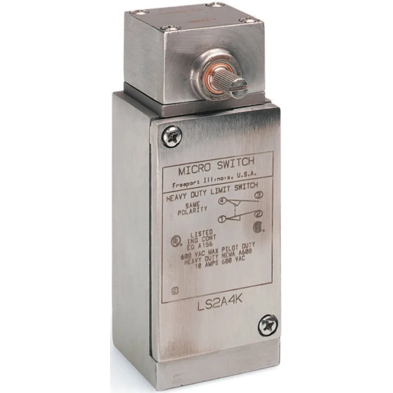 Honeywell Technologies HDLS Series Rotary Head Limit Switch, DPDT, Snap Action, Stainless Steel Housing, 240V AC, 10A LS2A4L