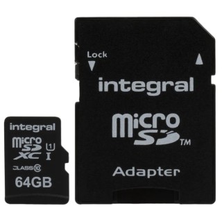 Integral Memory 64 GB MicroSDXC microSD Card Class 10 INMSDX64G10-90U1
