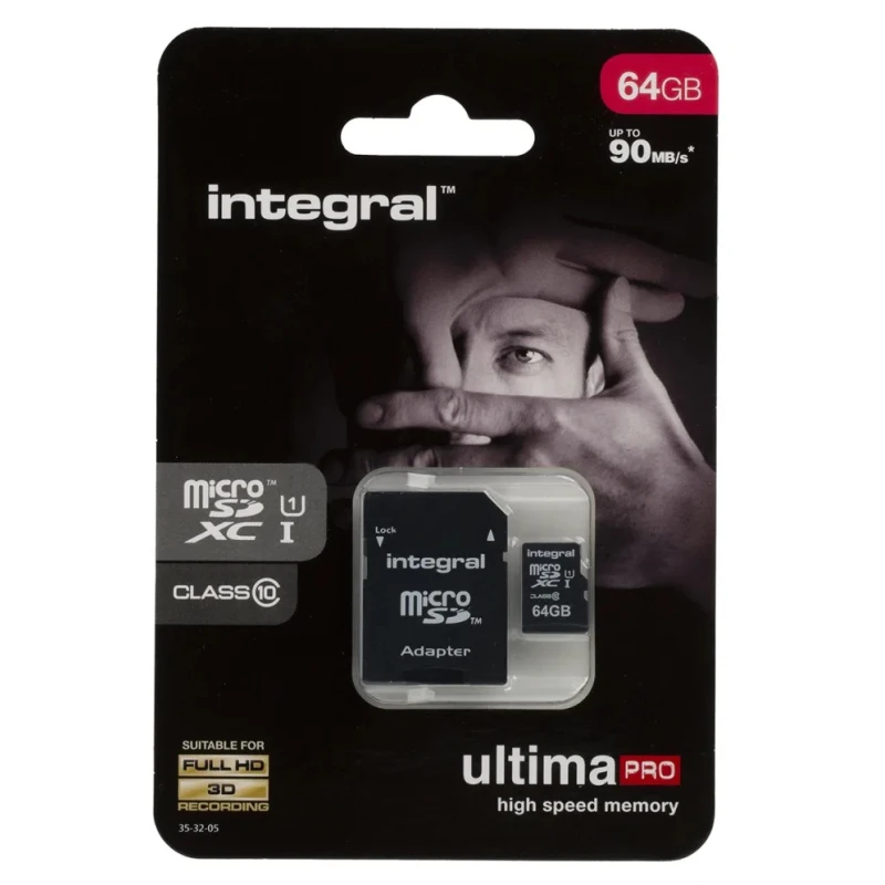 Integral Memory 64 GB MicroSDXC microSD Card Class 10 INMSDX64G10-90U1
