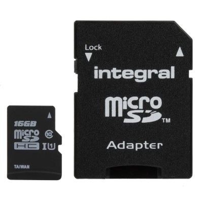 Integral Memory 16 GB MicroSDHC microSD Card Class 10 UHS 1 U1 INMSDH16G10-90UNI