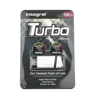Integral Memory USB 3.1 Gen 1 Flash Drive 128 GB High-Speed SLC NAND INFD128GBTURBWH3.0