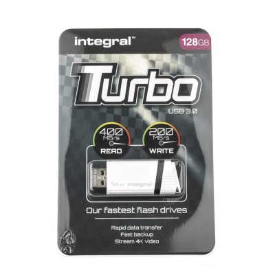 Integral Memory USB 3.1 Gen 1 Flash Drive 128 GB High-Speed SLC NAND INFD128GBTURBWH3.0