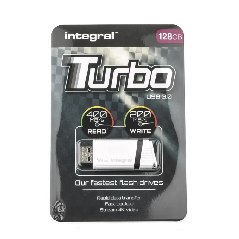 Integral Memory USB 3.1 Gen 1 Flash Drive 128 GB High-Speed SLC NAND INFD128GBTURBWH3.0