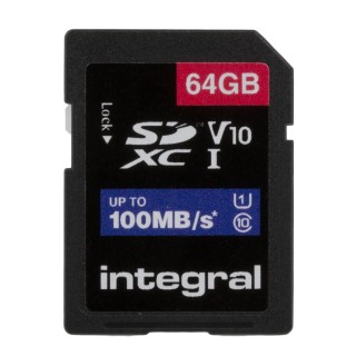 Integral Memory 64 GB SDXC SD Card, Class 10, UHS 1 U1 INSDX64G-100V10
