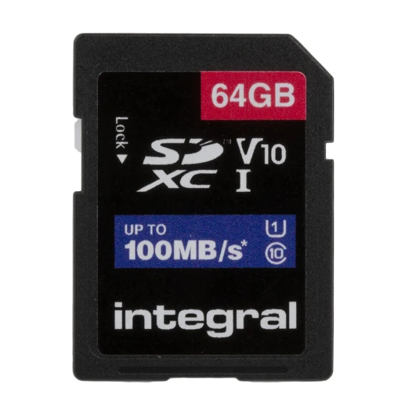 Integral Memory 64 GB SDXC SD Card, Class 10, UHS 1 U1 INSDX64G-100V10