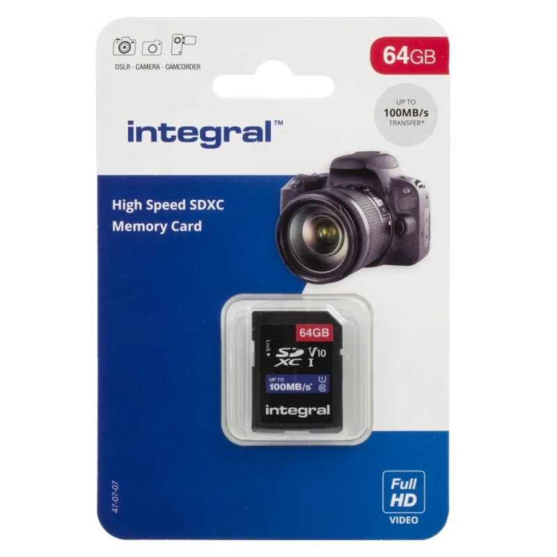 Integral Memory 64 GB SDXC SD Card, Class 10, UHS 1 U1 INSDX64G-100V10