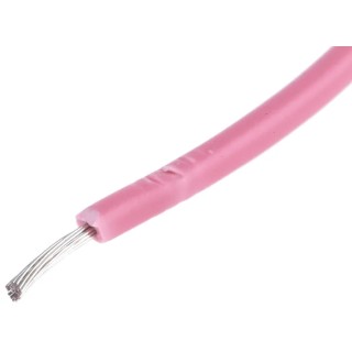 RS PRO Pink Hook Up Wire, 22 AWG, 16/0.2 mm Core Strands, 100 m Length, Polyvinyl Chloride Jacket, 105°C Max 180-5920