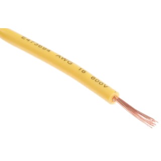 RS PRO Yellow Hook Up Wire, 16 AWG, 30/0.25 mm Copper Strands, 100 m Length, Polyvinyl Chloride Tri-Rated Cable 180-5951