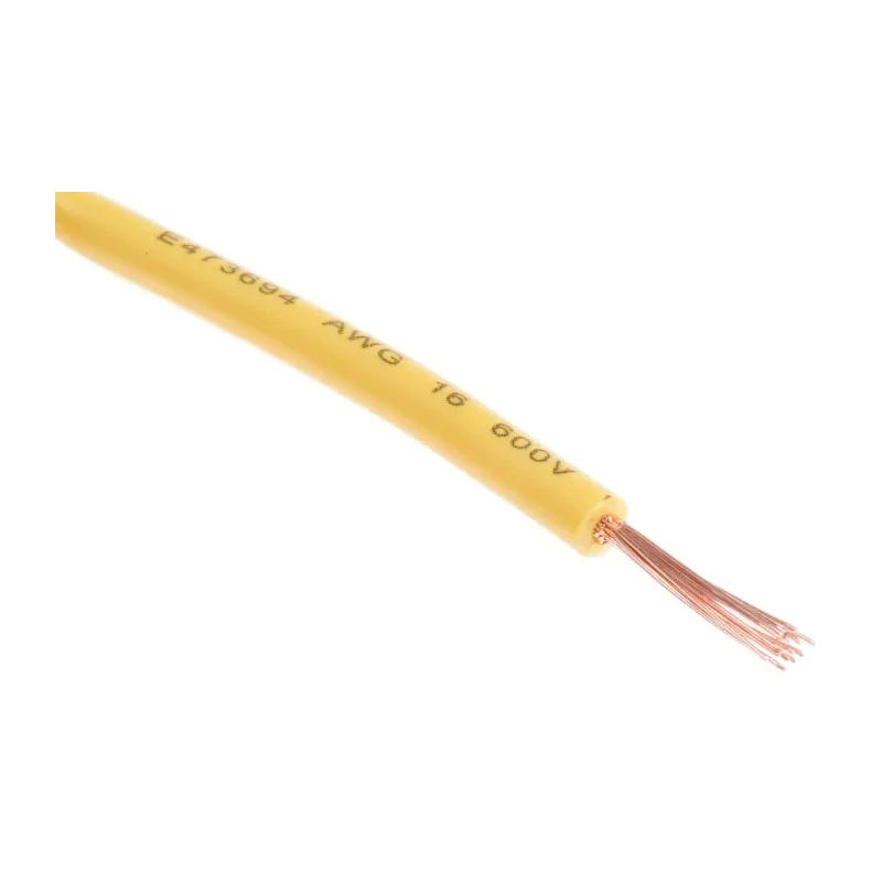 RS PRO Yellow Hook Up Wire, 16 AWG, 30/0.25 mm Copper Strands, 100 m Length, Polyvinyl Chloride Tri-Rated Cable 180-5951