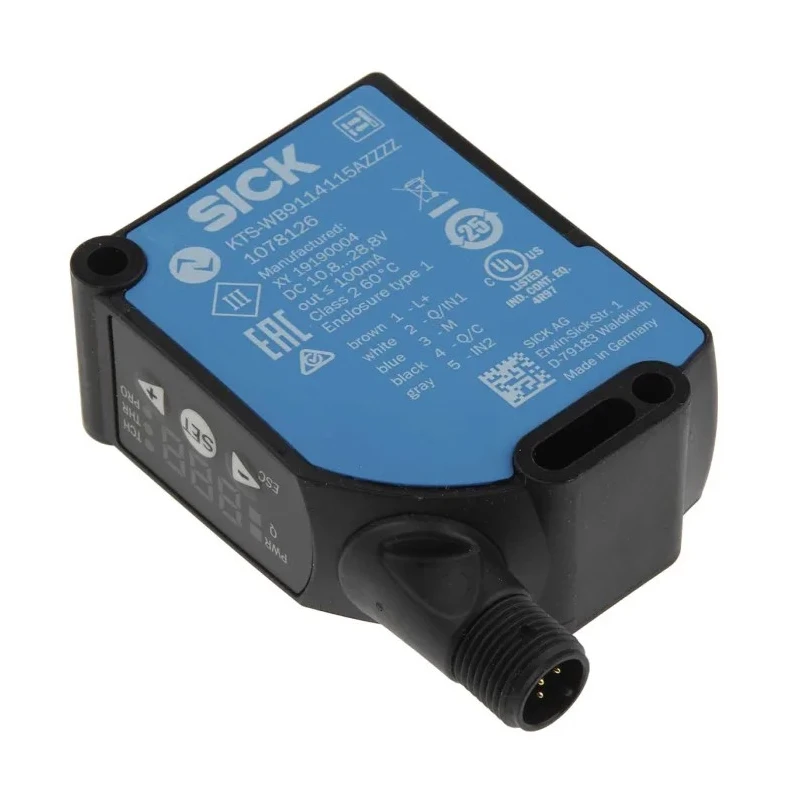 SICK Contrast Sensor RGB LED 13 mm Maximum Detection Push Pull Output 100 mA IO-Link V1.1 IP67 Panel Mount KTS-WB9114115AZZZZ