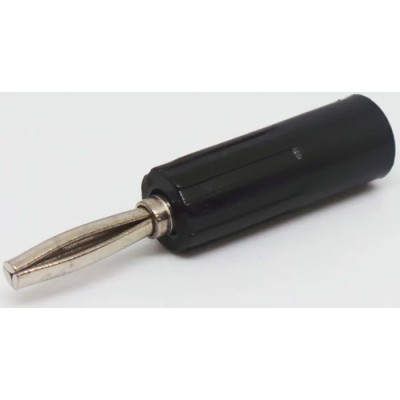 RS PRO Black Male 4 mm Banana Connector, Screw Termination, 50V, 10A, Nickel and Gold Plating 180-6649