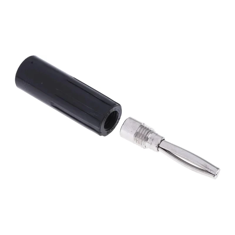 RS PRO Black Male 4 mm Banana Connector, Screw Termination, 50V, 10A, Nickel and Gold Plating 180-6649