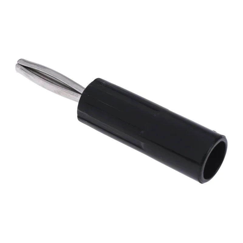 RS PRO Black Male 4 mm Banana Connector, Screw Termination, 50V, 10A, Nickel and Gold Plating 180-6649