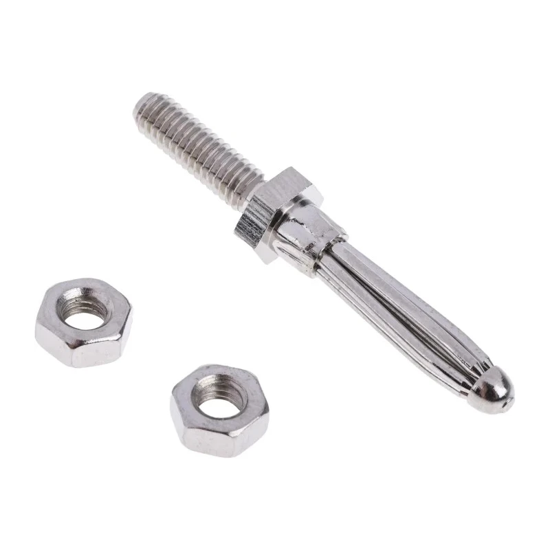 RS PRO Silver Male Banana Connector 4 mm Connector 50V 16A Nickel Plating 180-6651