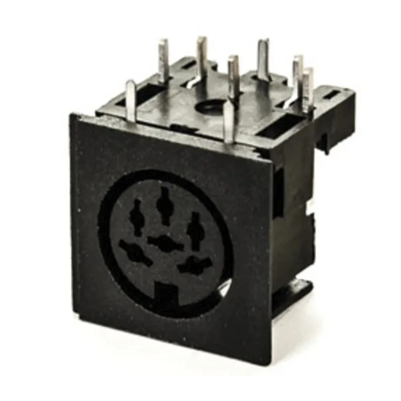 Deltron 6 Pole Right Angle Standard DIN Socket 2A 100V AC Lockable PCB Female 671-0601